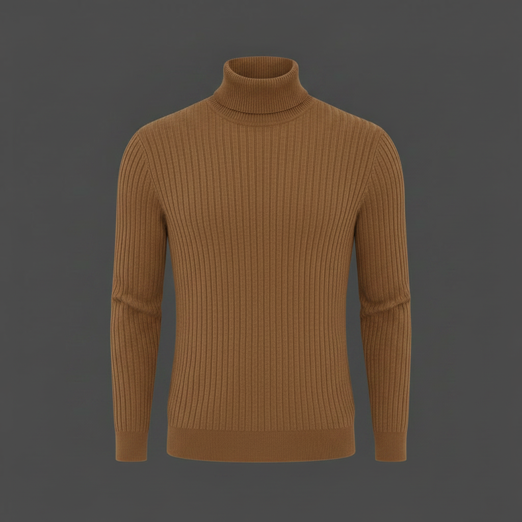 Maglione Dolcevita Uomo a Coste Slim Fit Autunno Inverno