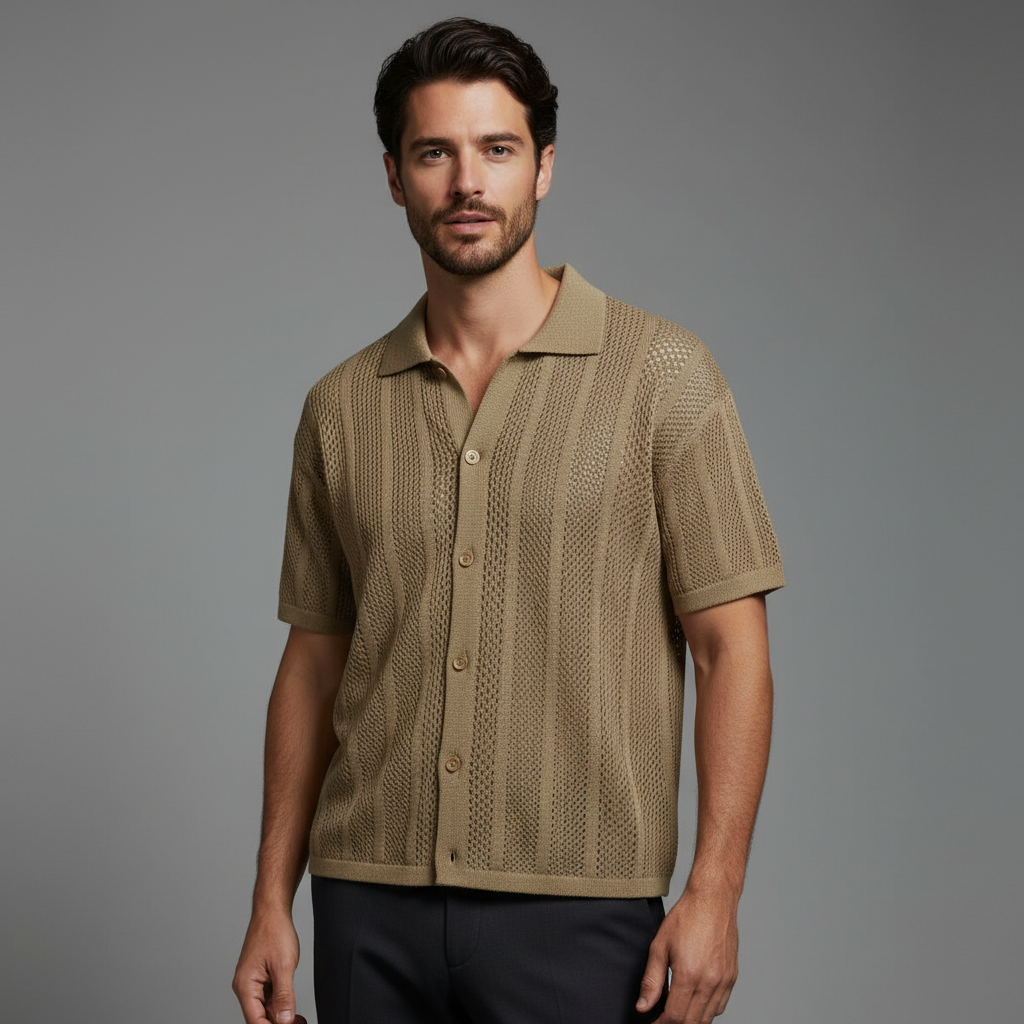 Camicia in maglia con colletto classico | Camicia casual uomo