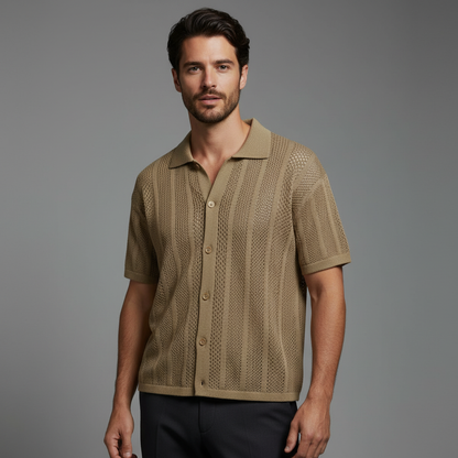 Camicia in maglia con colletto classico | Camicia casual uomo