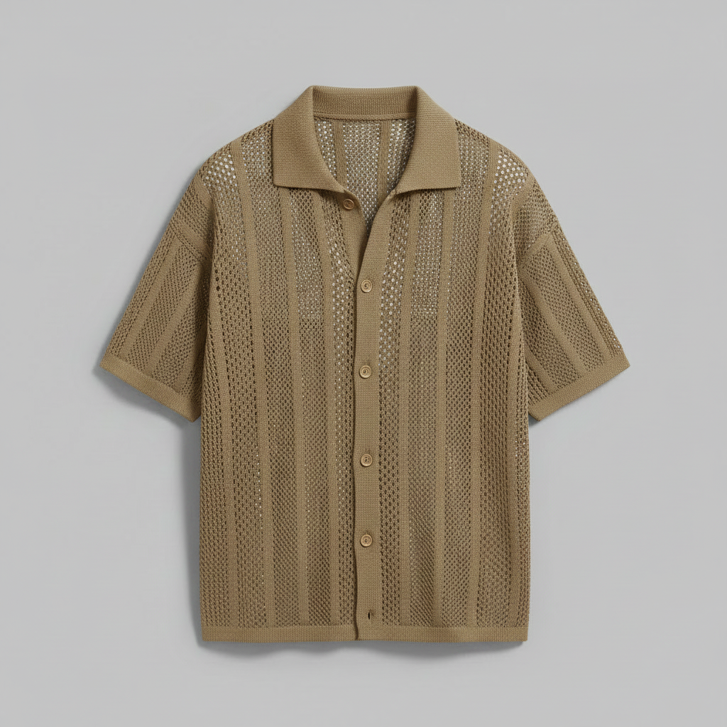Camicia in maglia con colletto classico | Camicia casual uomo