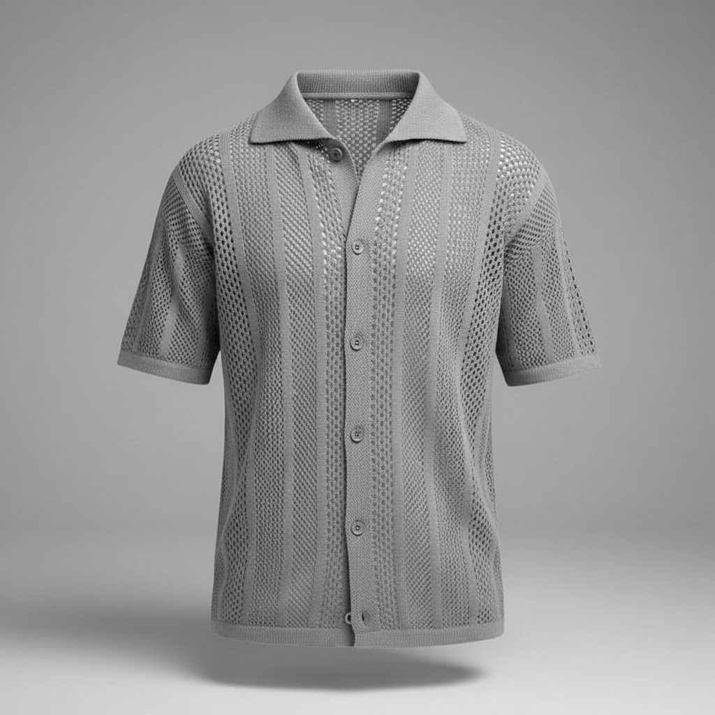 Camicia in maglia con colletto classico | Camicia casual uomo