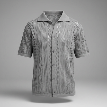 Camicia in maglia con colletto classico | Camicia casual uomo