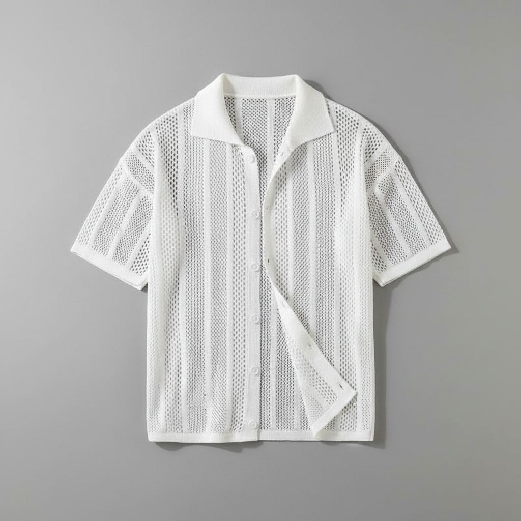 Camicia in maglia con colletto classico | Camicia casual uomo