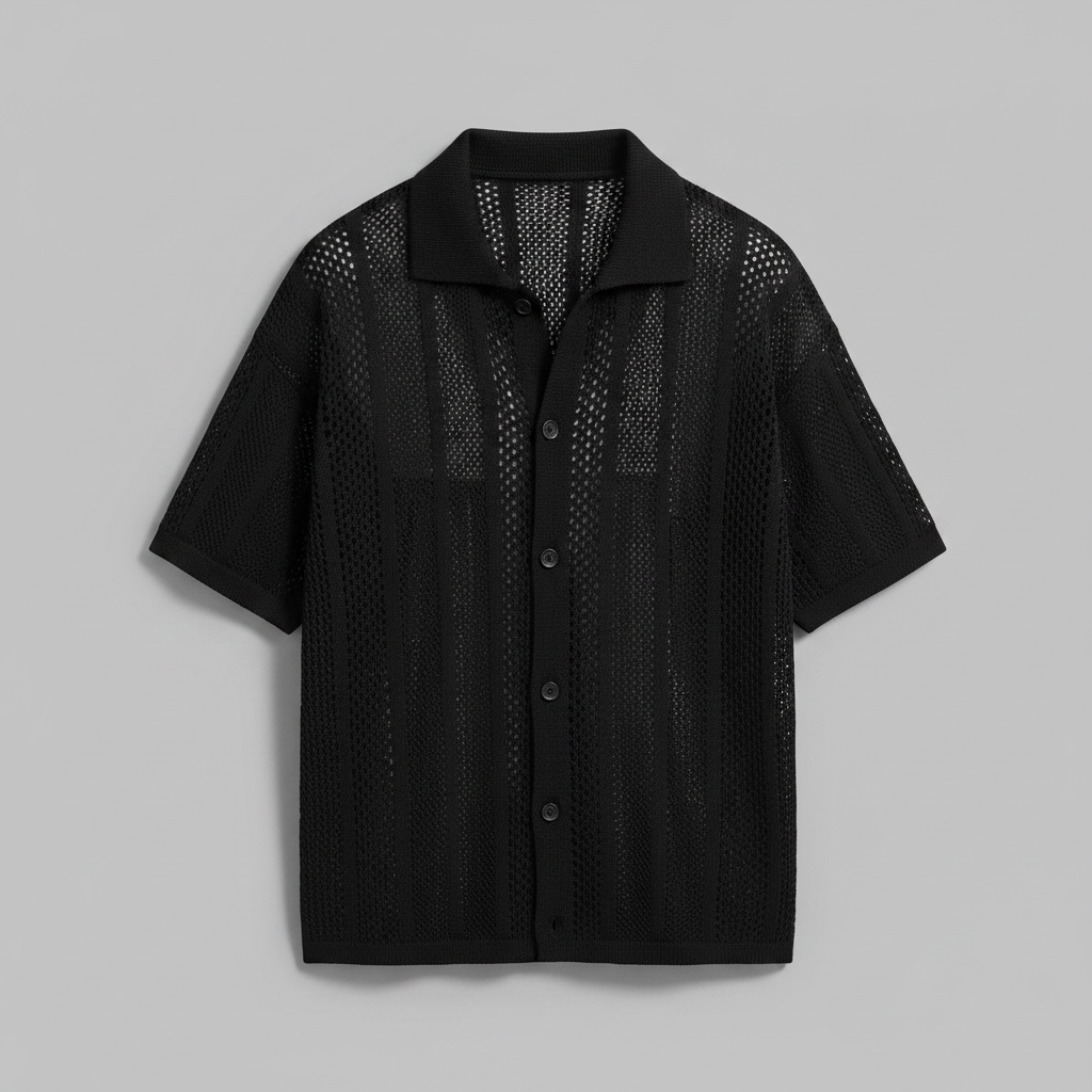 Camicia in maglia con colletto classico | Camicia casual uomo