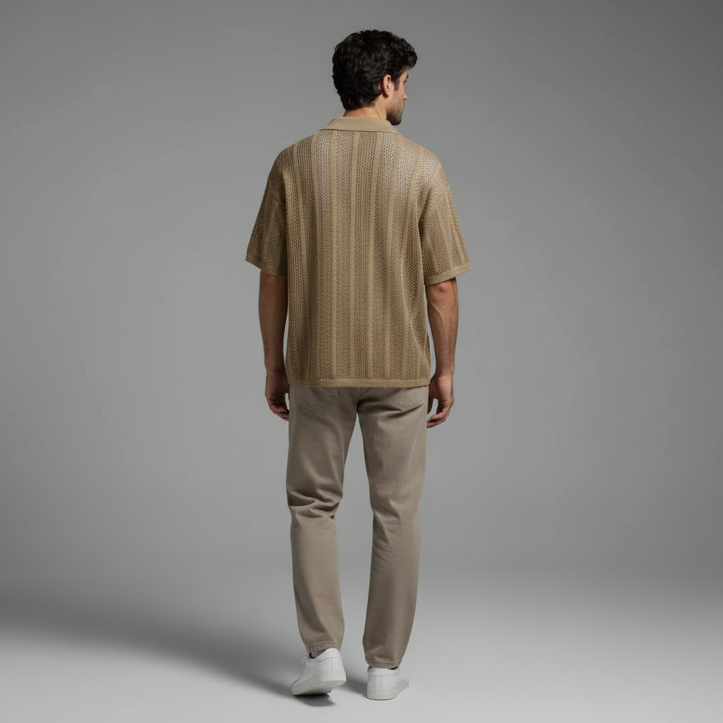 Camicia in maglia con colletto classico | Camicia casual uomo