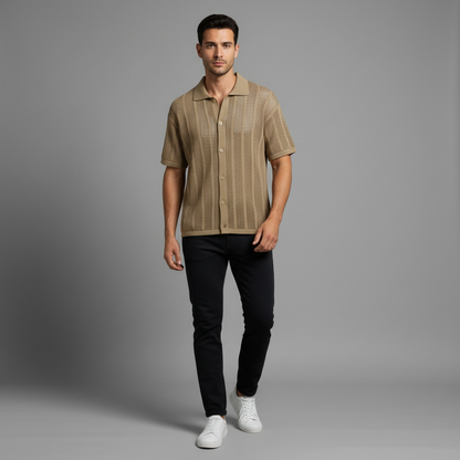 Camicia in maglia con colletto classico | Camicia casual uomo