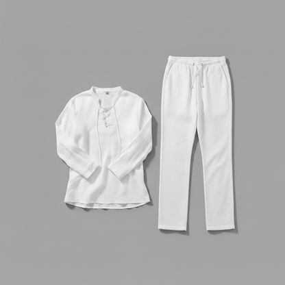 Completo Lino Uomo Milo | Completo Estivo Casual Maniche Lunghe