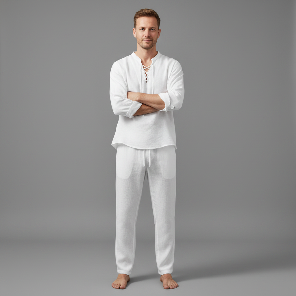 Completo Lino Uomo Milo | Completo Estivo Casual Maniche Lunghe