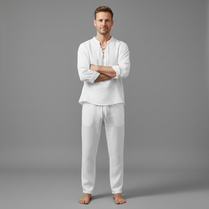 Completo Lino Uomo Milo | Completo Estivo Casual Maniche Lunghe