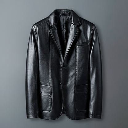 Giacca Pelle PU Nero | Giubbotto Uomo Elegante Classico