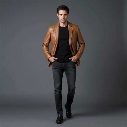 Giacca Pelle PU Nero | Giubbotto Uomo Elegante Classico