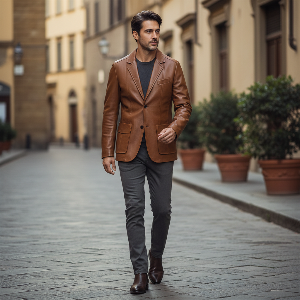 Giacca Pelle PU Nero | Giubbotto Uomo Elegante Classico