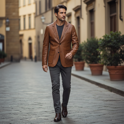 Giacca Pelle PU Nero | Giubbotto Uomo Elegante Classico