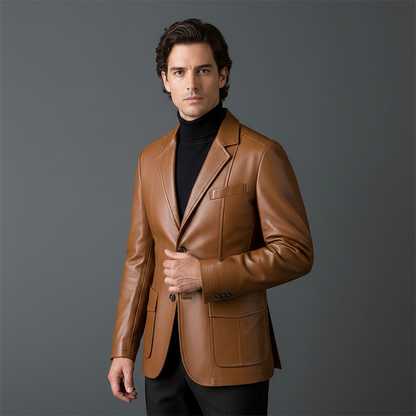 Giacca Pelle PU Nero | Giubbotto Uomo Elegante Classico