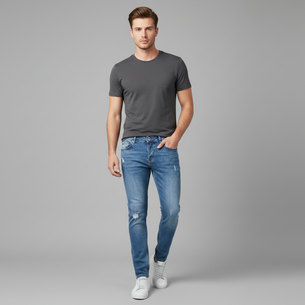 Jeans Liam | Slim Fit Strappati in Denim Elasticizzato