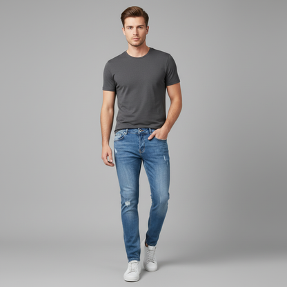 Jeans Liam | Slim Fit Strappati in Denim Elasticizzato