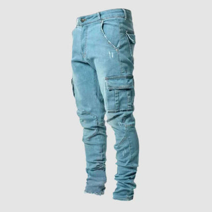 Pantaloni Cargo Uomo Slim Fit in Denim Elasticizzato