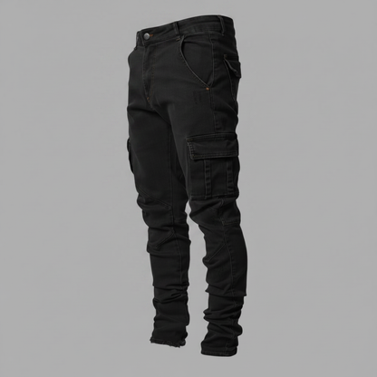 Pantaloni Cargo Uomo Slim Fit in Denim Elasticizzato