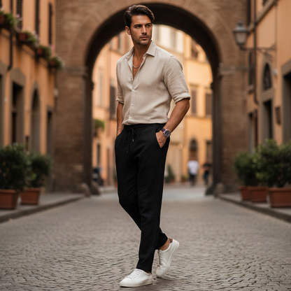 Pantaloni Lino Uomo Estivi | Pantaloni Classici Traspiranti
