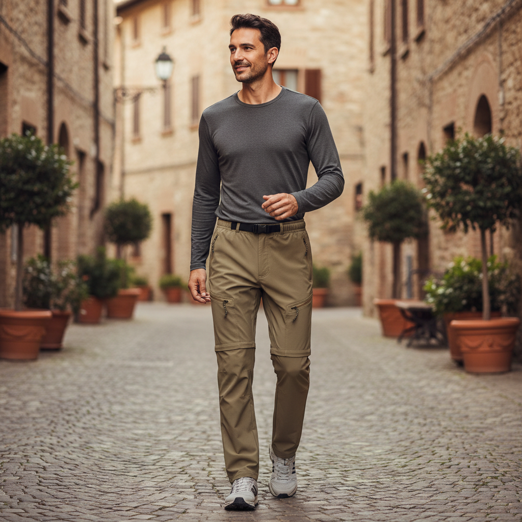 Pantaloni Uomo Versatili con Cerniera per Outdoor
