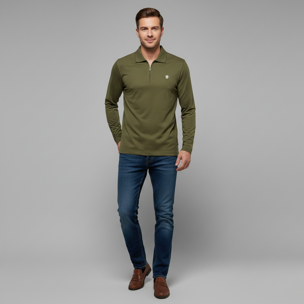 Polo Manica Lunga Uomo con Mezza Zip | Maglia Casual Elegante