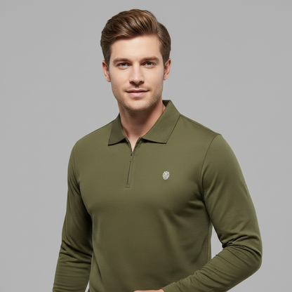 Polo Manica Lunga Uomo con Mezza Zip | Maglia Casual Elegante