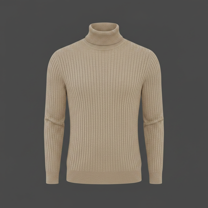 Maglione Dolcevita Uomo a Coste Slim Fit Autunno Inverno