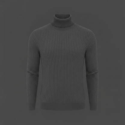 Maglione Dolcevita Uomo a Coste Slim Fit Autunno Inverno
