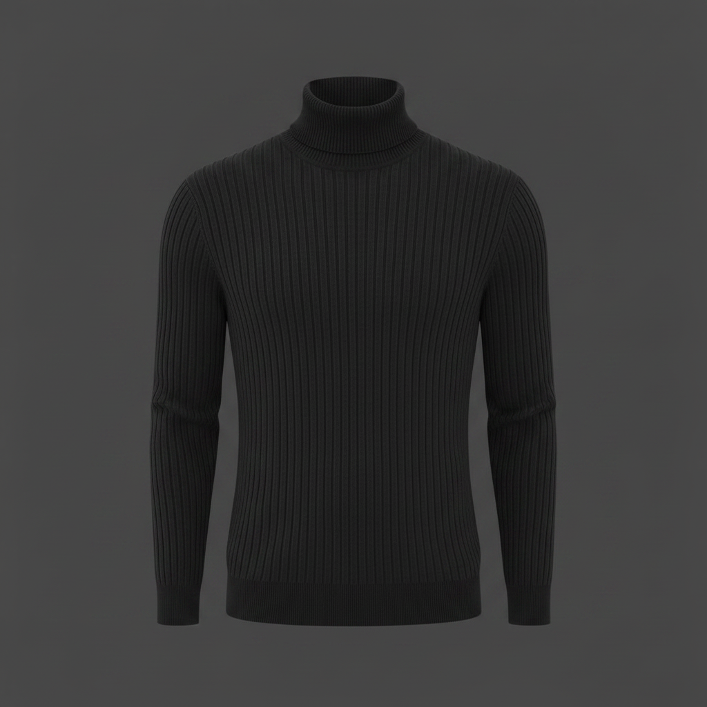 Maglione Dolcevita Uomo a Coste Slim Fit Autunno Inverno