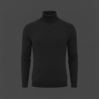Maglione Dolcevita Uomo a Coste Slim Fit Autunno Inverno