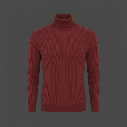 Maglione Dolcevita Uomo a Coste Slim Fit Autunno Inverno