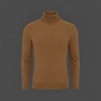 Maglione Dolcevita Uomo a Coste Slim Fit Autunno Inverno