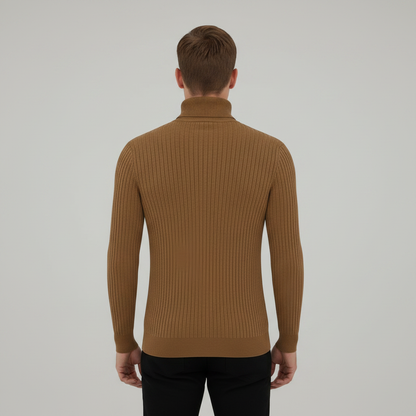 Maglione Dolcevita Uomo a Coste Slim Fit Autunno Inverno