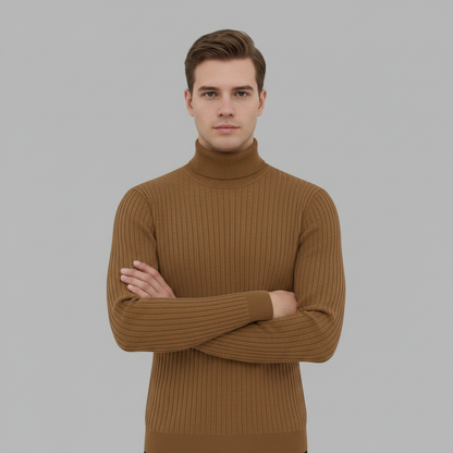 Maglione Dolcevita Uomo a Coste Slim Fit Autunno Inverno
